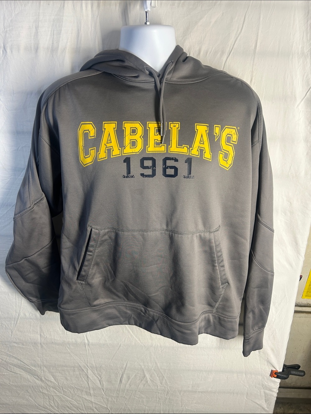 Cabela's Gray Pullover Hoodie with Yellow Logo